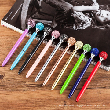 Promotional Wedding Gift Souvenirs Pens Big Diamond Top Crystal Metal Ballpoint Pens